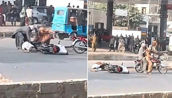 Video Karachi Citizens Pelt Robbers With Stones During Attempted Street Robbery